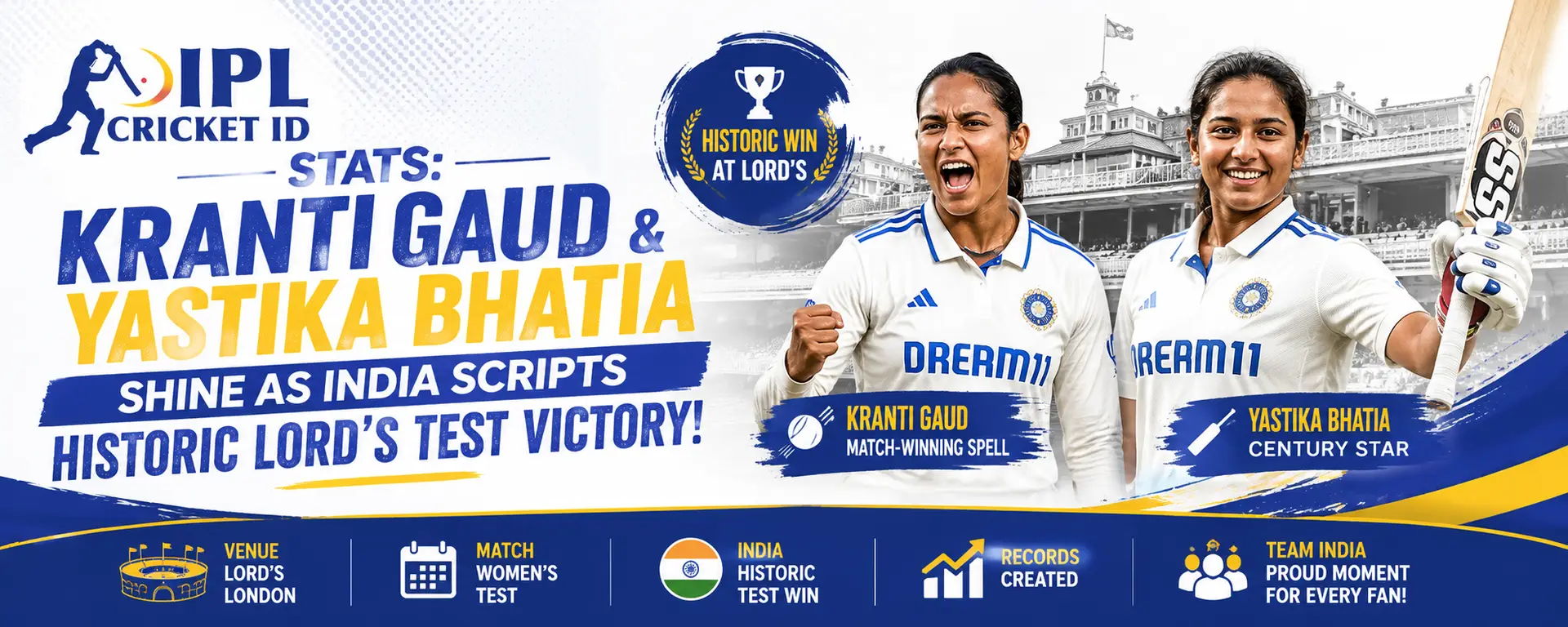 India Women Lord's Test Win: Kranti & Yastika Rewrite History